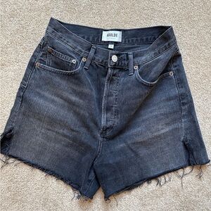Agolde Black Fringe Jean Shorts